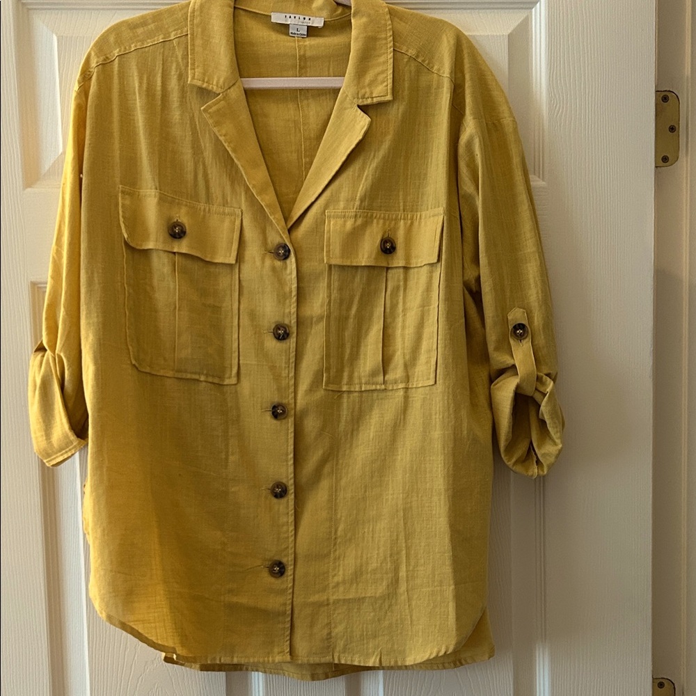 FAVLUX Golden/Mustard Button-Up Top